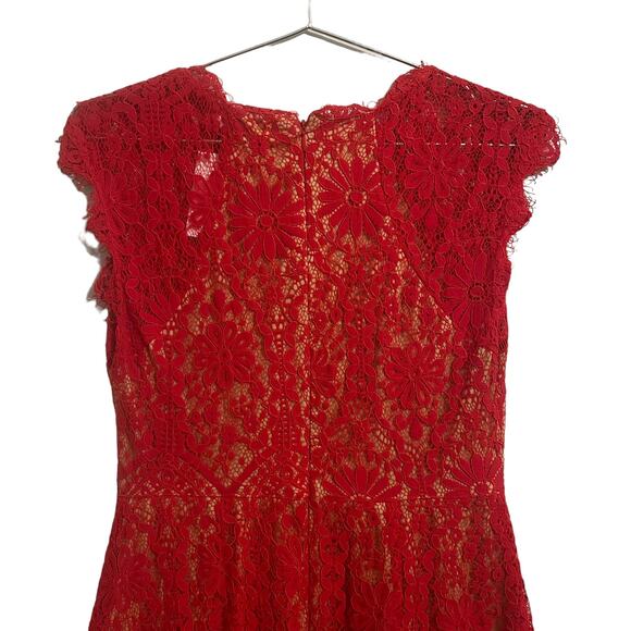 Altar’d State Womens Red Lace Cap Sleeve Knee Length Dress M - Picture 4 of 5